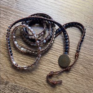 Leather and bead wrap bracelet.
